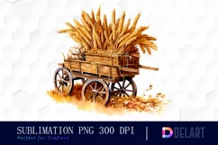 Wooden Cart full of Wheat Clipart Product Image 1