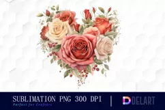 Watercolor Vintage Valentine Rose Clipart, Sublimation Art Product Image 1