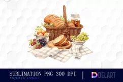 Watercolor Summer Picnic Clipart, Illustration PNG Product Image 1