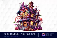 Watercolor Spooky Candy Haunted House PNG Clipart Product Image 1