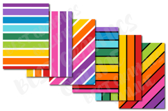 24 Rainbow Stripes Digital Papers Set, Unicorn Rainbow Paper Product Image 2