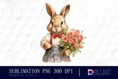 Watercolor Vintage Bunny PNG Clipart Product Image 1