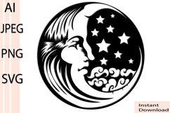 Celestial Moon SVG Cut Files/Jpg/Png/AiVector Moon Night Product Image 1