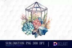 Watercolor Succulent Terrarium Glass Box PNG Clipart Product Image 1