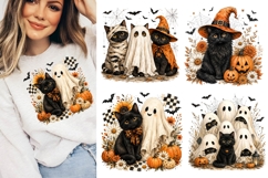 Halloween Black Cats Cute Ghost Witch Pumpkin Sublimation Product Image 1