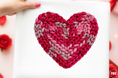 Latch Hook Valentine Heart Png, Faux Yarn Valentines Png, Product Image 1