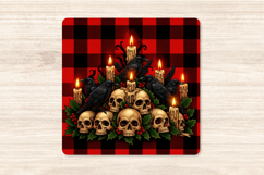 Gothic Christmas Coaster PNG | Krampus Skulls Plaid Product Image 2