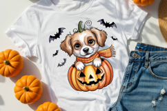 Halloween Puppy Sublimation PNG| Cute Dog in Pumpkin Clipart Product Image 3