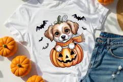 Halloween Puppy Sublimation PNG| Cute Dog in Pumpkin Clipart Product Image 3