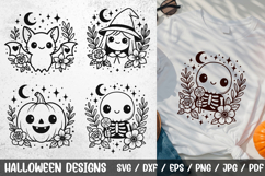 Cute Halloween SVG | Bat, Witch, Pumpkin, Skeleton Clipart Product Image 1
