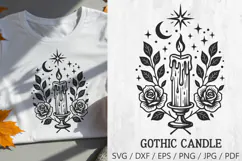 Gothic Candle with Roses SVG and PNG Clipart Product Image 1