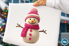 Christmas Faux Yarn Crochet Snowman PNG, Snowman PNG Product Image 1