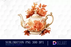 Watercolor Vintage Autumn Tea Cup Party Clipart Fun Product Image 1