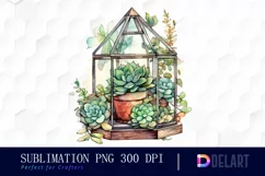 Watercolor Succulent Terrarium Glass Box PNG Clipart Product Image 1