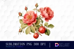 Watercolor Vintage Valentine Rose Clipart, Sublimation Art Product Image 1
