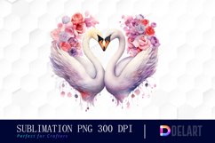 Watercolor Swan Couple Clipart, Sublimation Clipart Product Image 1