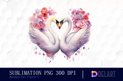 Watercolor Swan Couple Clipart, Sublimation Clipart Product Image 1