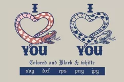 animal love, snake, i love you, svg & sublimation Product Image 1