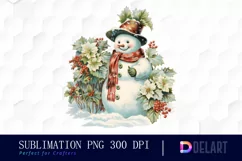 Watercolor Vintage Snowman PNG Clipart Product Image 1