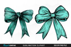 Watercolor Teal Bow Illustration PNG Clipart Product Image 1