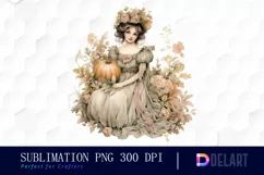Watercolor Vintage Pumpkin Garden Sublimation Art Product Image 1