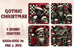 Gothic Christmas Square Coasters Sublimation PNG Clipart Product Image 1