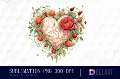 Watercolor Vintage Valentine Rose Clipart, Sublimation Art Product Image 1