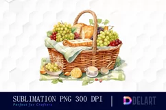 Watercolor Summer Picnic Clipart, Illustration PNG Product Image 1