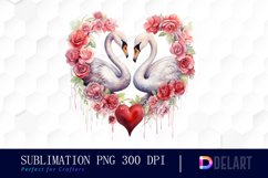 Watercolor Swan Couple Clipart, Sublimation Clipart Product Image 1