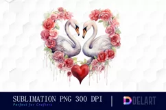 Watercolor Swan Couple Clipart, Sublimation Clipart Product Image 1