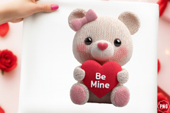 Yarn Crochet valentine Teddy Bear Png Watercolor Product Image 1