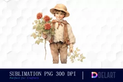 Watercolor Vintage Valentine Rose Clipart, Sublimation Art Product Image 1