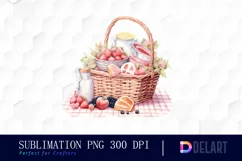 Watercolor Summer Picnic Clipart, Illustration PNG Product Image 1
