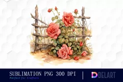 Watercolor Vintage Valentine Rose Clipart, Sublimation Art Product Image 1
