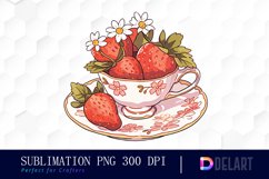 Watercolor Strawberries in a Cup Clipart, Artwork Product Image 1