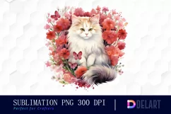 Watercolor Valentine Cat Clipart , Illustration PNG Product Image 1