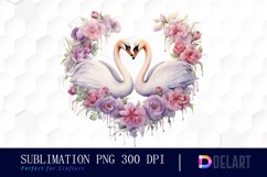 Watercolor Swan Couple Clipart, Sublimation Clipart Product Image 1