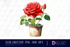 Watercolor Valentine Red Roses Clipart, Sublimation Art Product Image 1