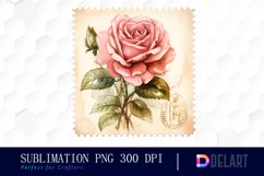 Watercolor Valentine Postage Stamp , Sublimation Clipart Product Image 1