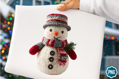 Christmas Faux Yarn Crochet Snowman PNG, Snowman PNG Product Image 1