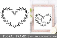 Floral Wreath Svg Cut File. Heart Leaves Frame Png Clipart. Product Image 1
