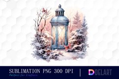 Watercolor Vintage Lantern Sublimation Art Clipart Product Image 1