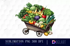 Wheel barrow of Vegetables Clipart PNG Product Image 1