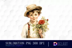 Watercolor Vintage Valentine Rose Clipart, Sublimation Art Product Image 1