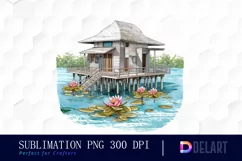 Water Villa Maldives Flower Clipart PNG Product Image 1