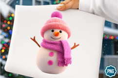 Christmas Faux Yarn Crochet Snowman PNG, Snowman PNG Product Image 1