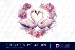 Watercolor Swan Couple Clipart, Sublimation Clipart Product Image 1