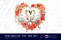Watercolor Swan Couple Clipart, Sublimation Clipart Product Image 1