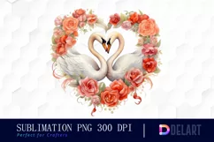 Watercolor Swan Couple Clipart, Sublimation Clipart Product Image 1