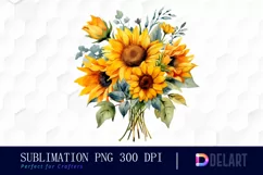 Watercolor Sunflower Arrangement Clipart Product Image 1